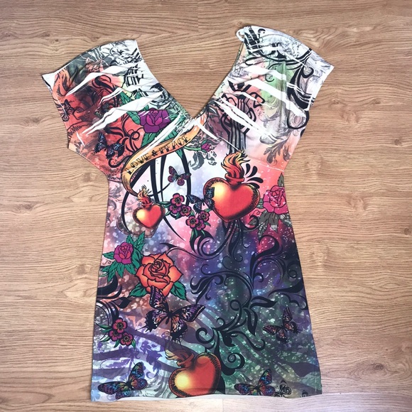 Tops - Multicolor V Neck Shoulder Shirt Size Medium